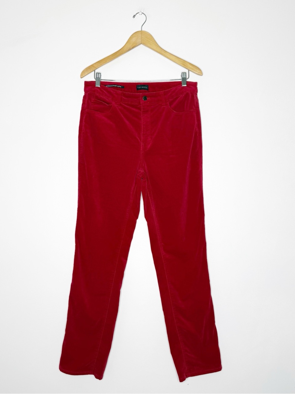Talbots Velveteen Straight Leg Pants Women’s Size 8 Red Stretch Velvet